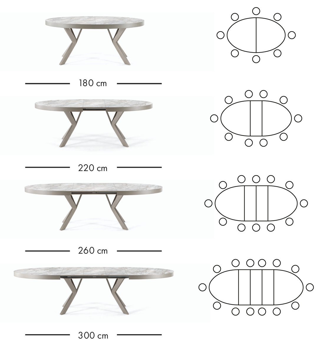 Ada ausziehbarer Esstisch 180–300 cm