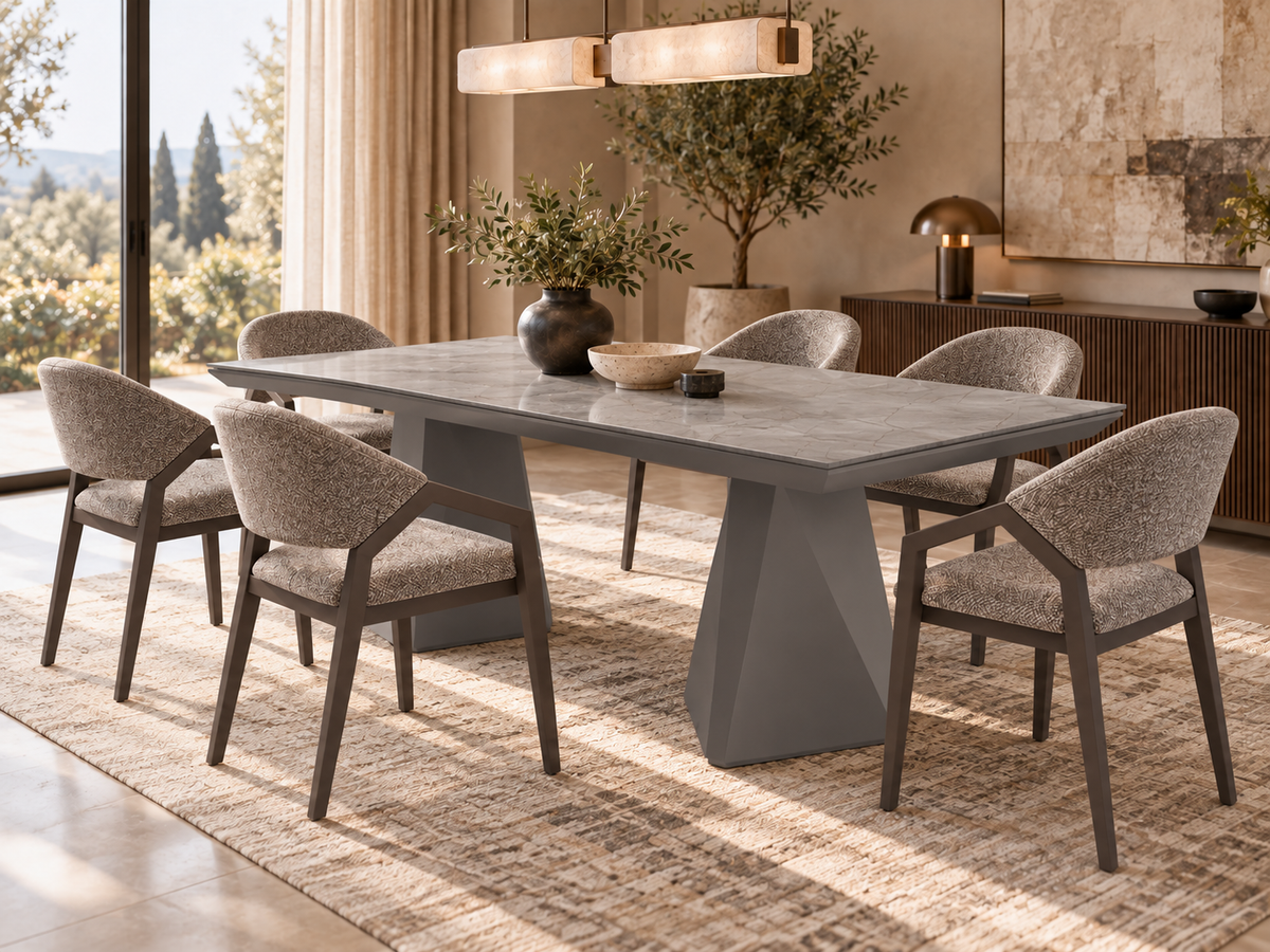 Diamond matgrupp – utdragbart matbord + 6 Diamond stolar
