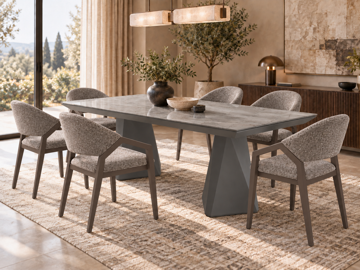 Diamond matgrupp – utdragbart matbord + 6 Diamond stolar