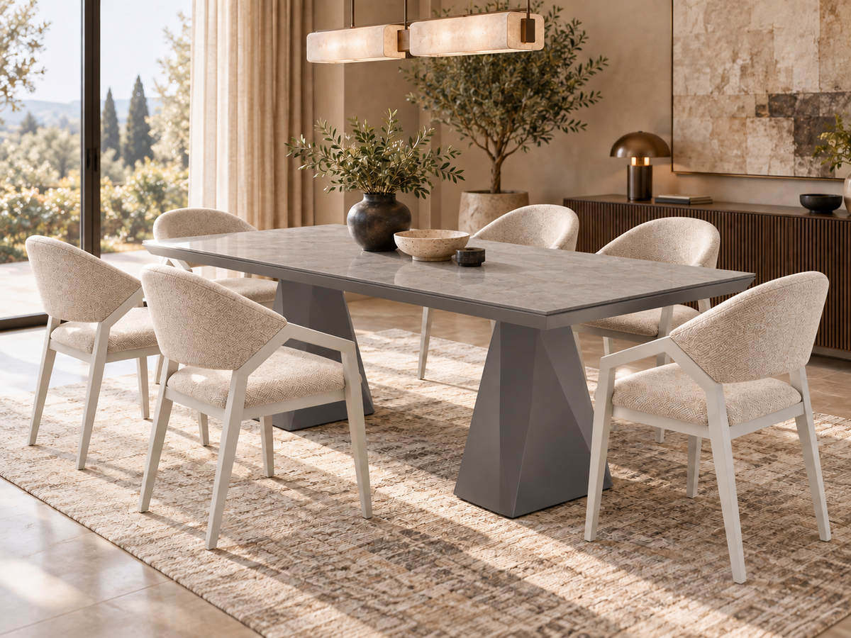 Diamond matgrupp – utdragbart matbord + 6 Diamond stolar