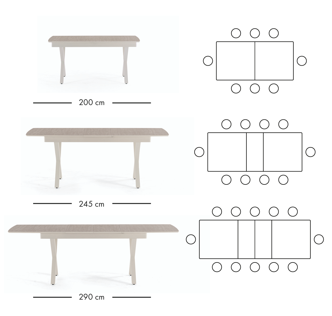 Apple ausziehbarer Esstisch 200–290 cm