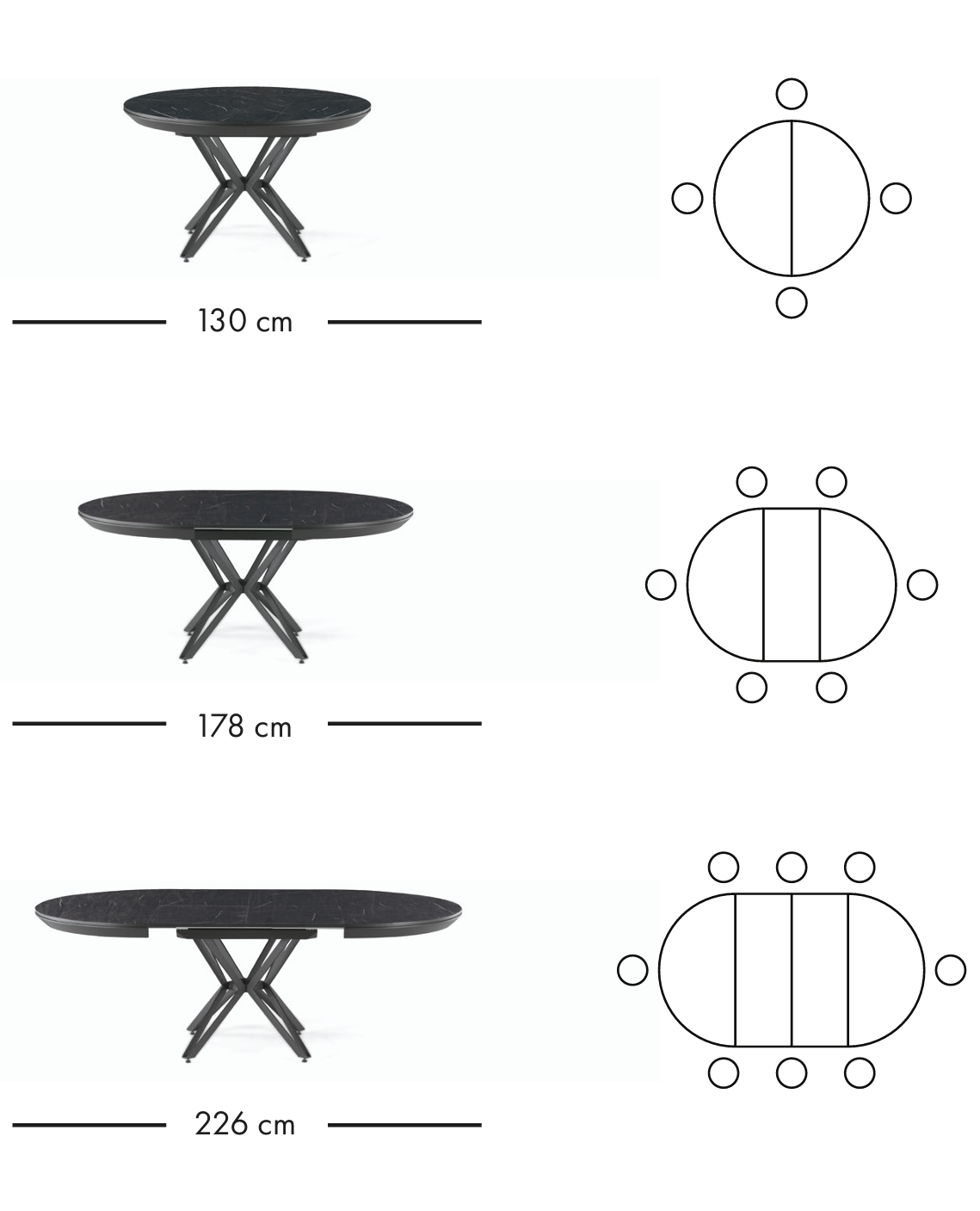 Pacific ausziehbarer Esstisch 130–226 cm