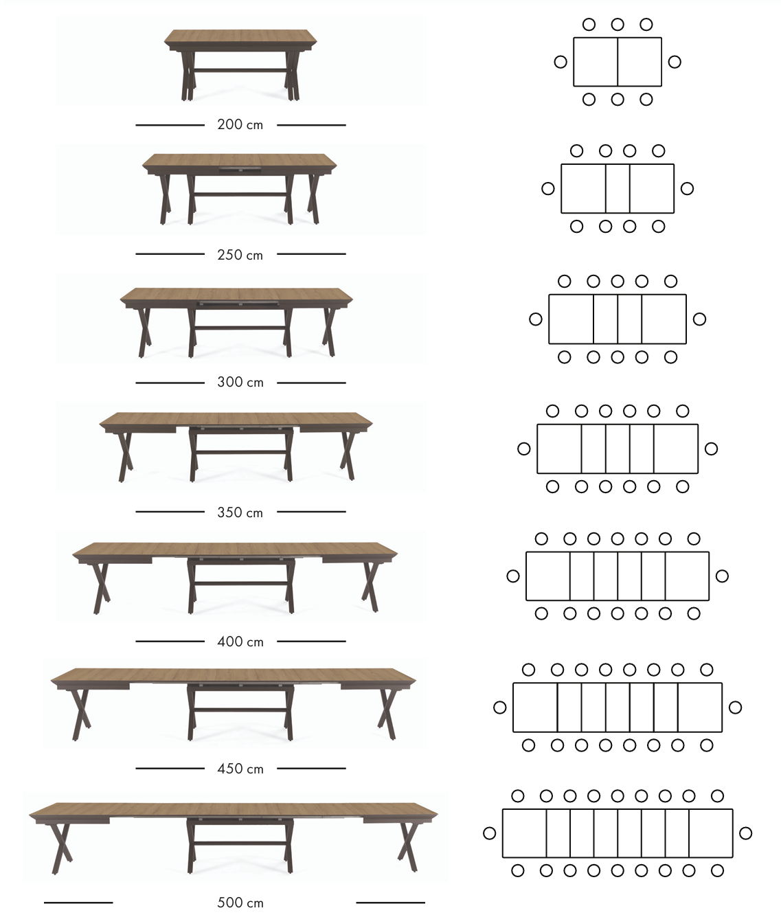 Royal ausziehbarer Esstisch 200–500 cm